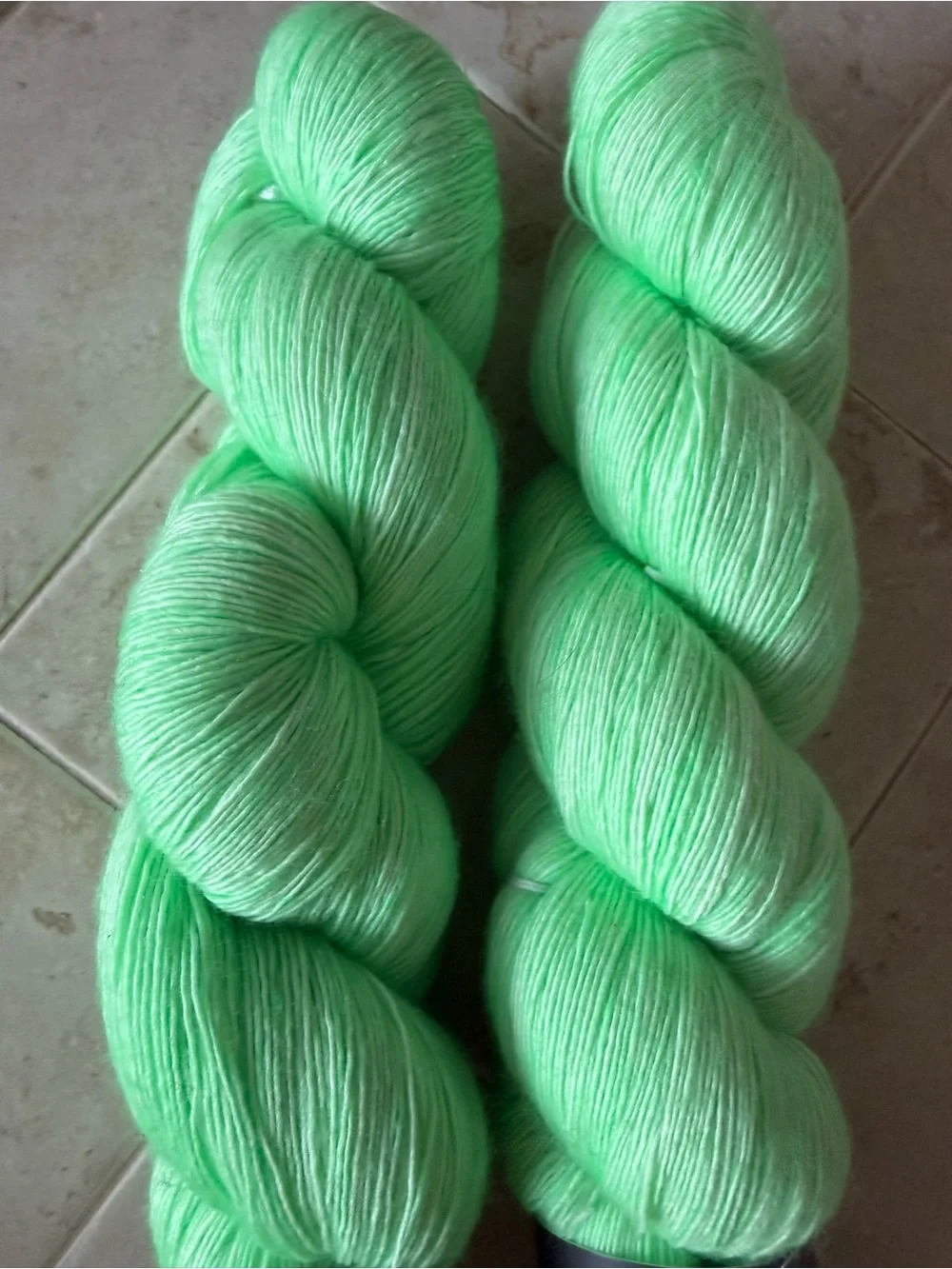 Mad Tosh Yarn Skeins in Bright Mint Green - 2 Hanks